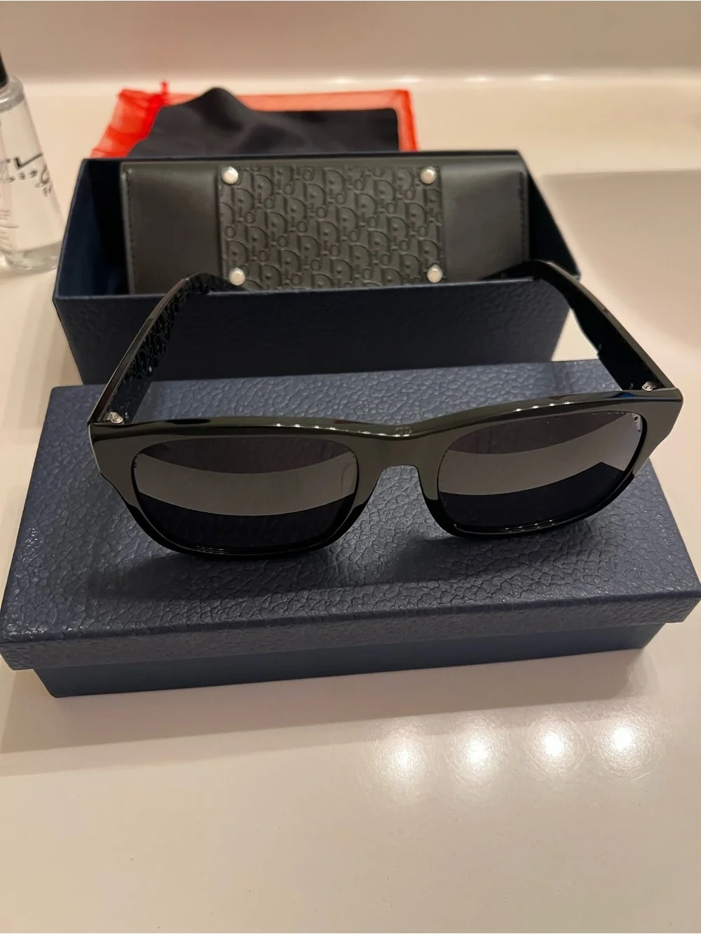 Dior Black Square Frame Sunglasses with Dark Gray Lenses